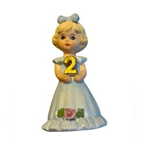 Enesco Porcelain Girl Figurine with Gold 2 Birthday Keepsake